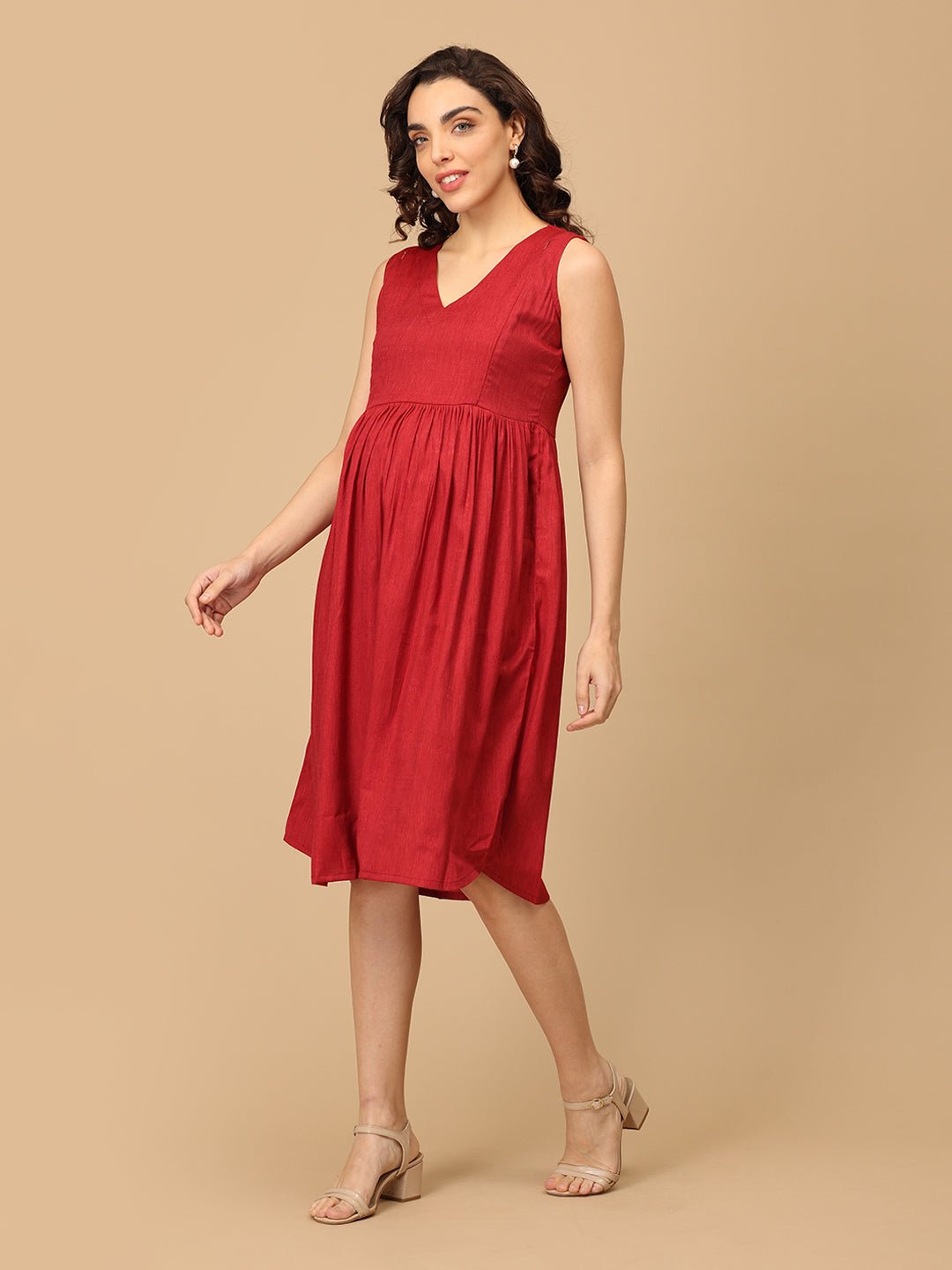  Red-y to Rule Maternity and Nursing Shacket Dress Multi