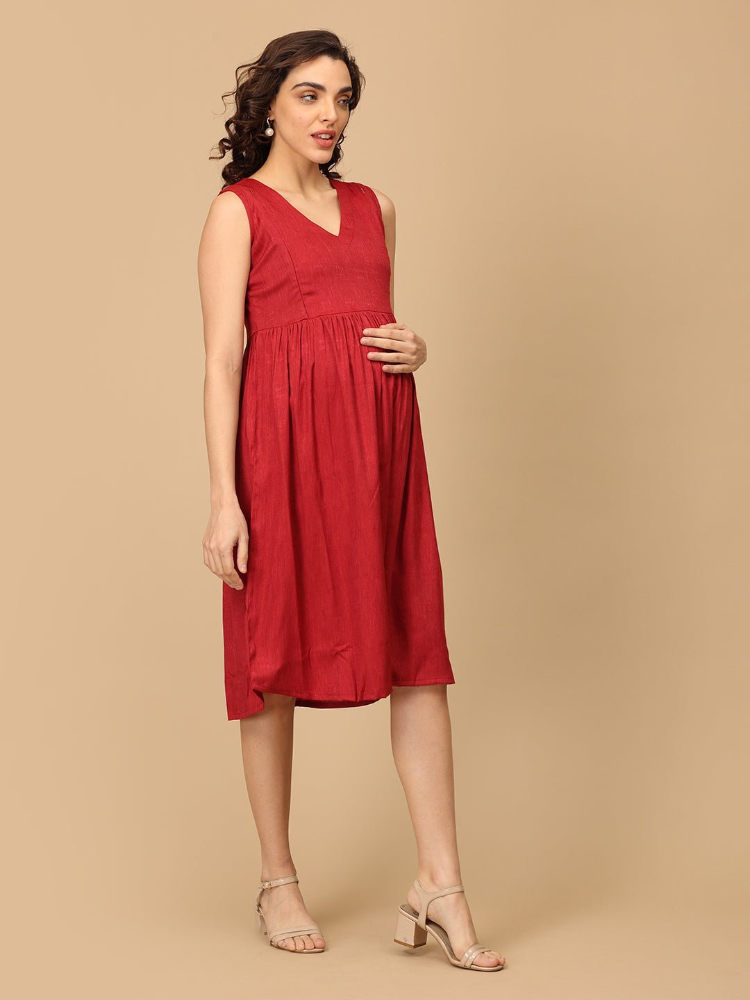  Red-y to Rule Maternity and Nursing Shacket Dress Multi
