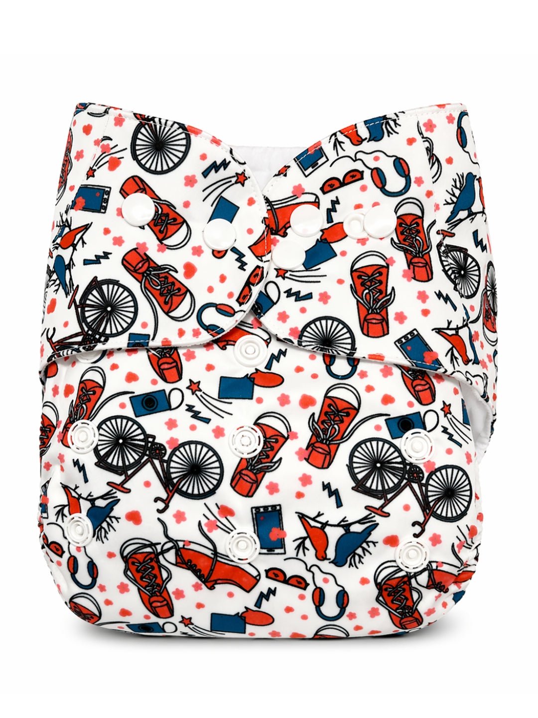 Ride A Bike Print Waterproof Reusable Cloth Diaper For Babies