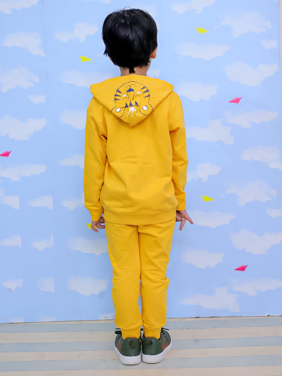  Roar Zipper Jacket Yellow Sweatpants Kids Winter Set