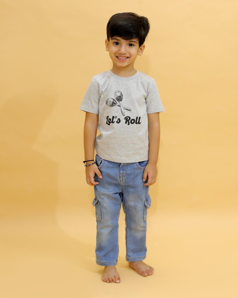 Rock & Roll White Cotton Matching Family T-Shirt Twinning Combo Of 2