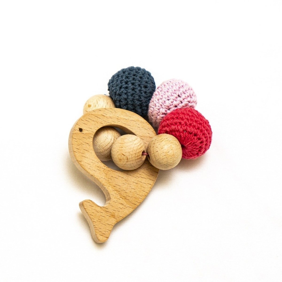 Rocking Potato Fish Crochet Beech Wood Rattle Cum Teether For Babies