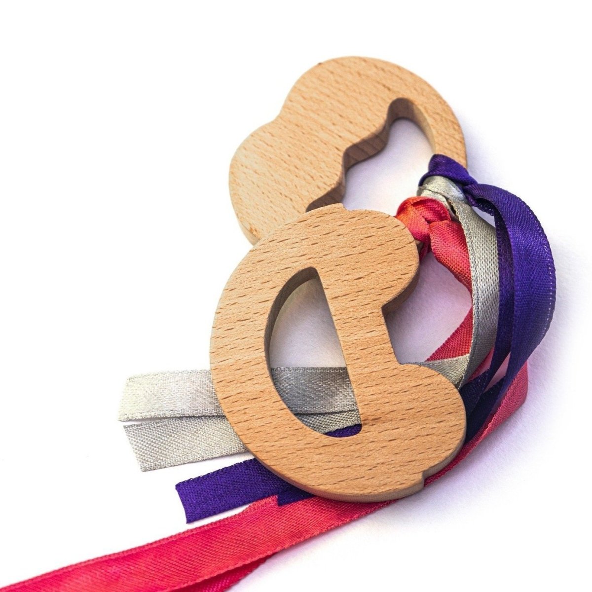 Apple & Car Natural Beech Wood Teether For Babies