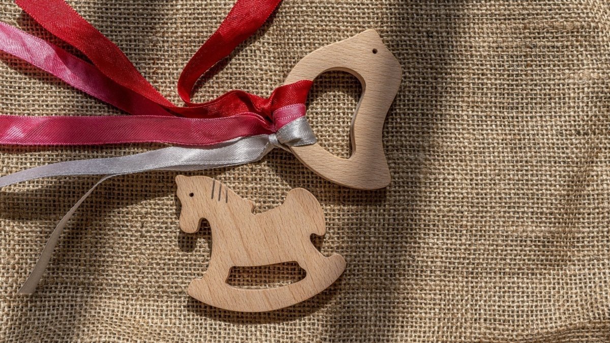 Rocking Potato Bird & Horse Crochet Beech Wood Rattle Cum Teether For Babies