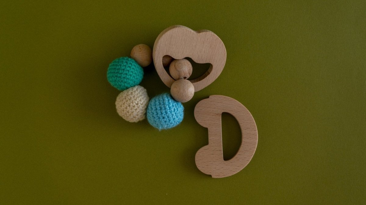 Apple & Car Wooden Teether Cum Rattle For Babies