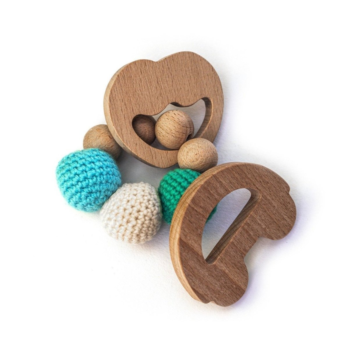 Apple & Car Wooden Teether Cum Rattle For Babies