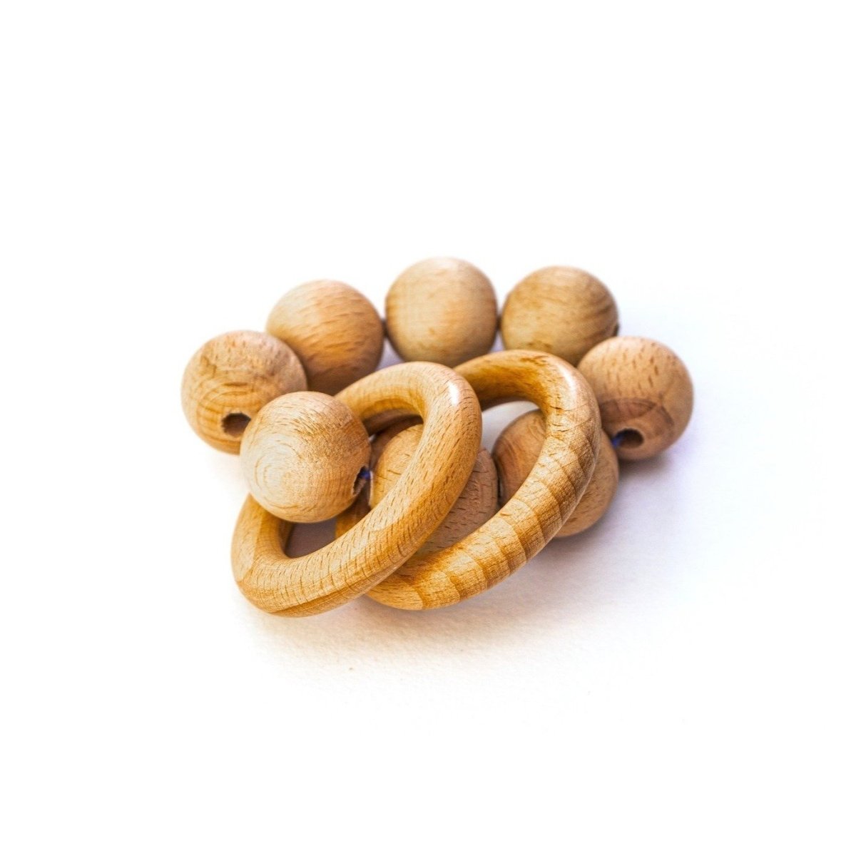 Rocking Potato Beads & Rings Wooden Rattle Cum Teether For Babies