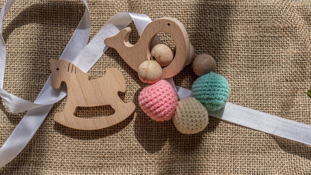 Rocking Potato Fish & Horse Beech Wood Rattle Cum Teether For Babies