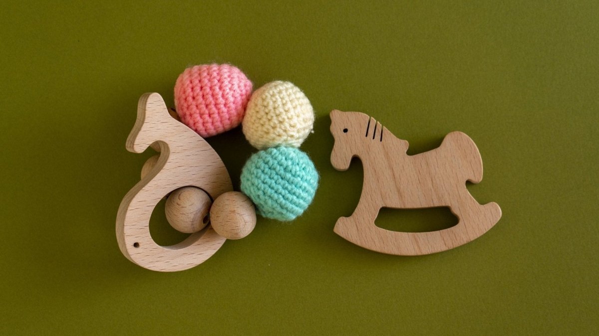 Rocking Potato Fish & Horse Beech Wood Rattle Cum Teether For Babies