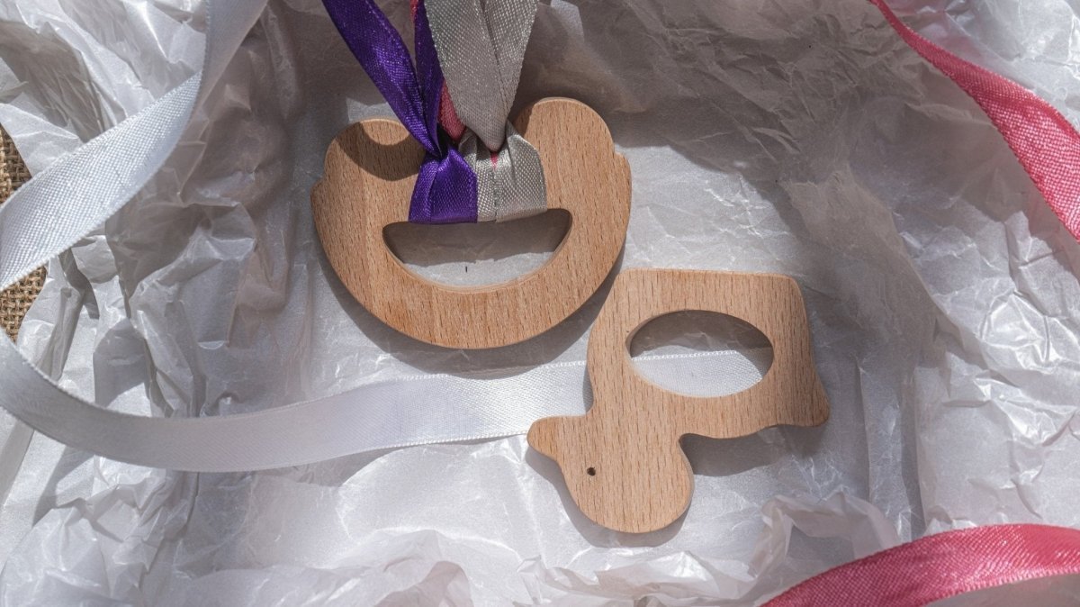 Rocking Potato Duck & Car Crochet Beech Wood Rattle Cum Teether For Babies