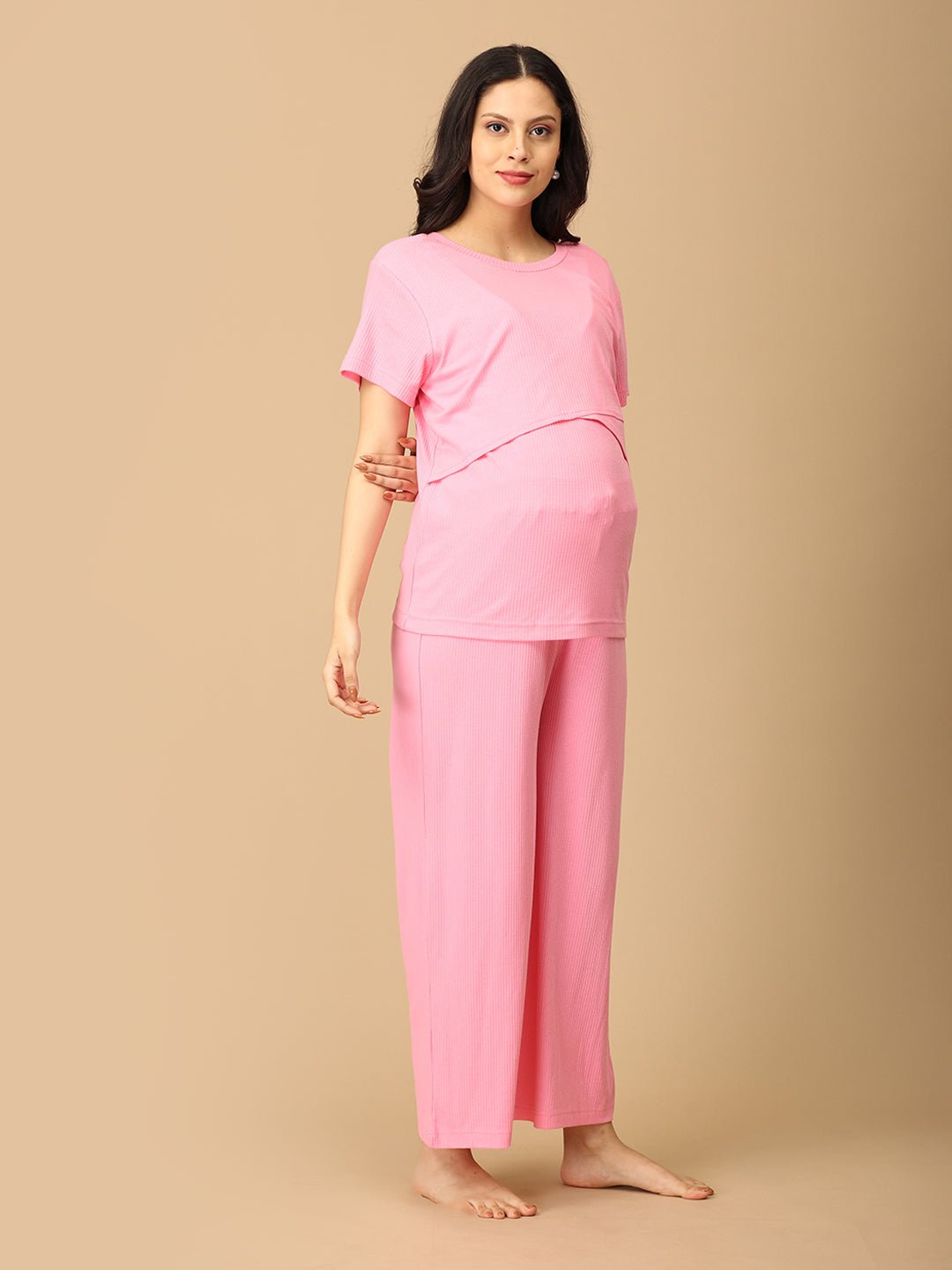  Rosé All Day Maternity and Nursing Nightwear Set Pink