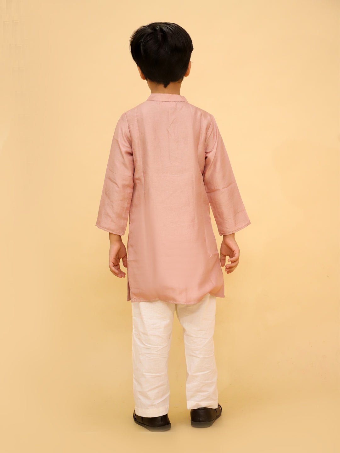 Rosé Radiance Silk Kurta Pajama Set For Boys