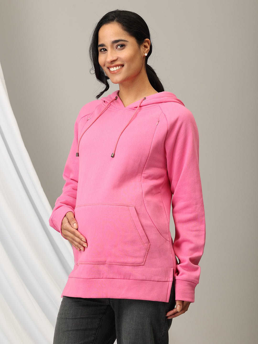  Rosé Reverie Maternity and Nursing Sweatshirt Hoodie Pink