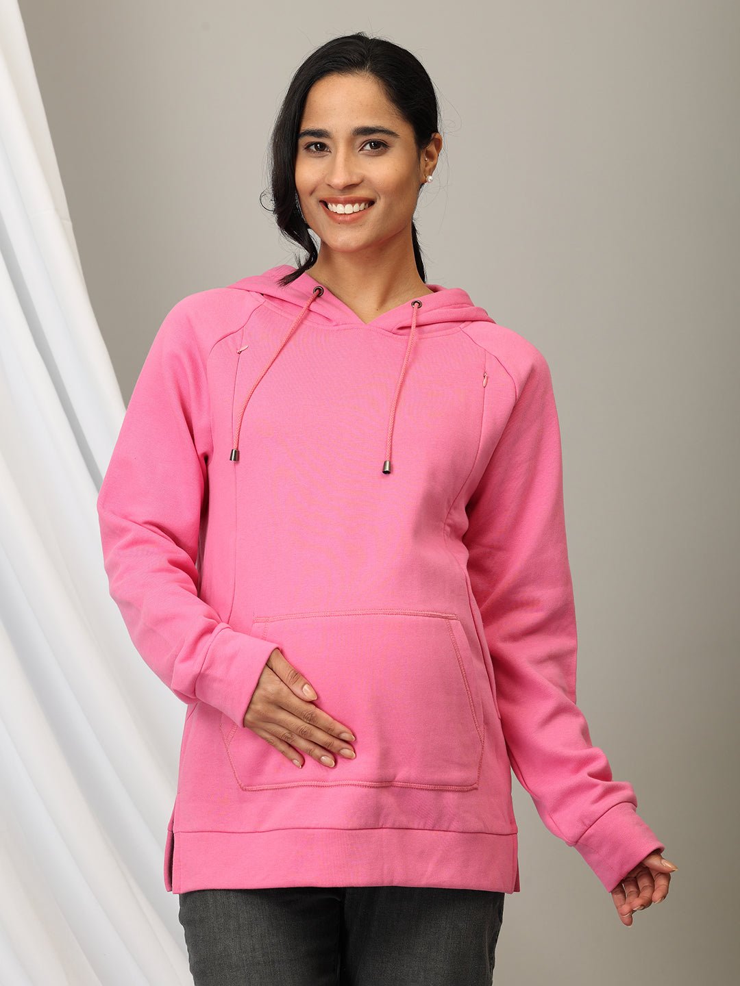  Rosé Reverie Maternity and Nursing Sweatshirt Hoodie Pink