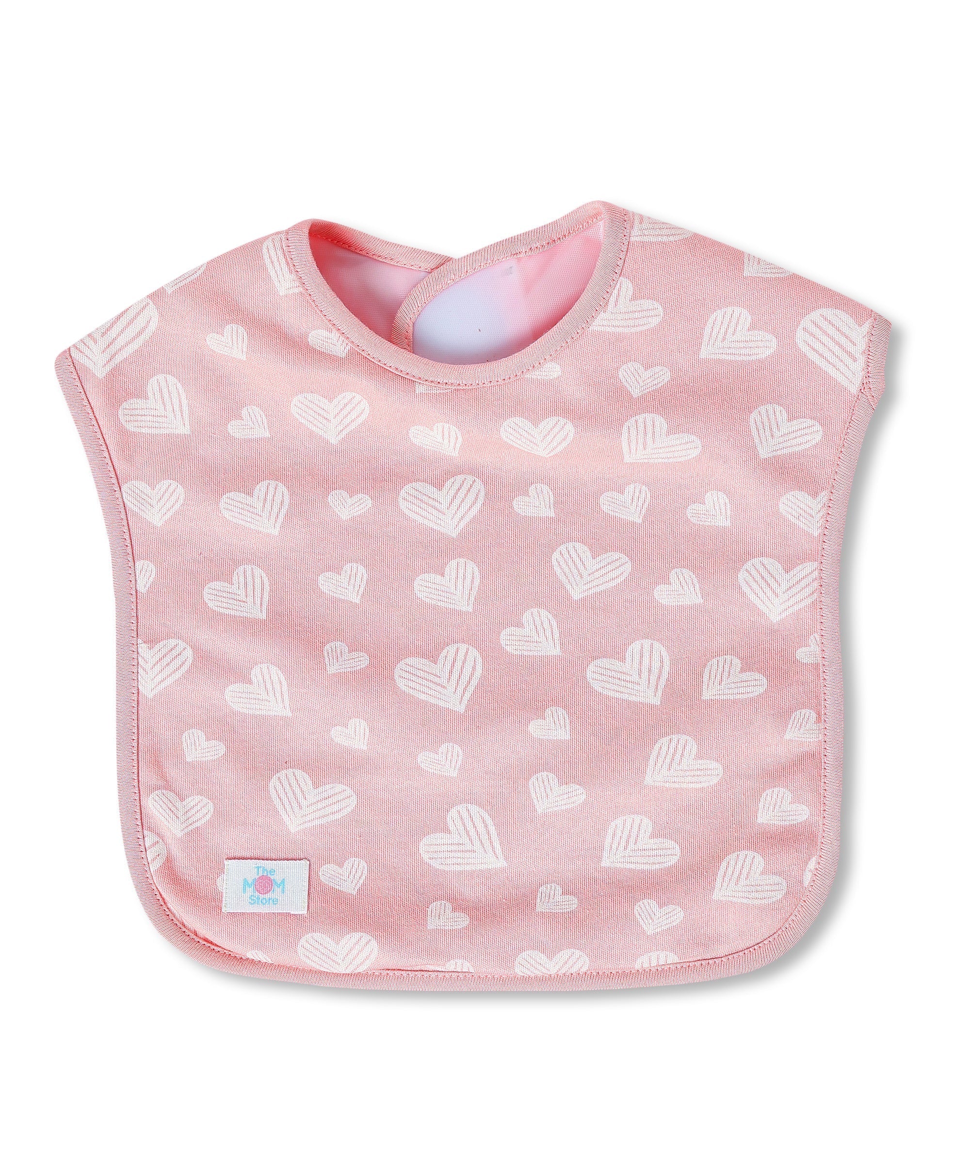 Rosy Hearts Cotton Waterproof Feeding Bib For Babies