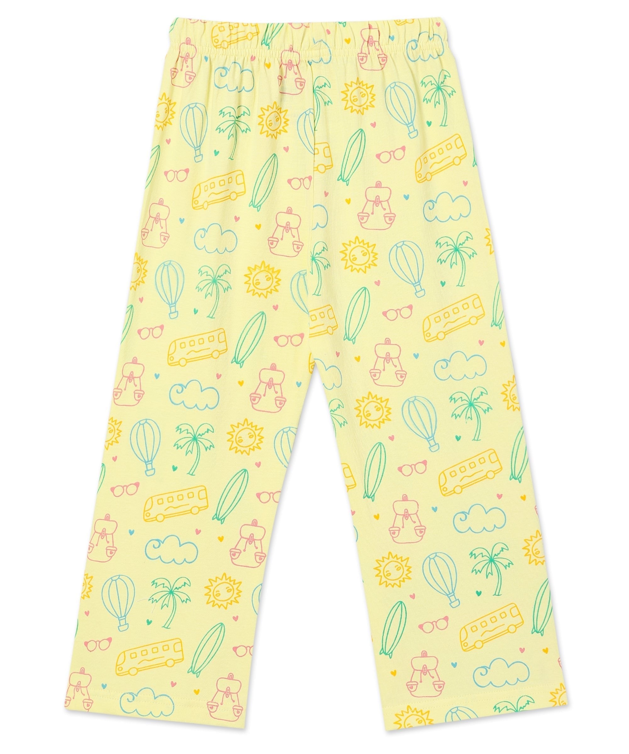 Yellow Route To Rest Travel Pajama Set For Kids