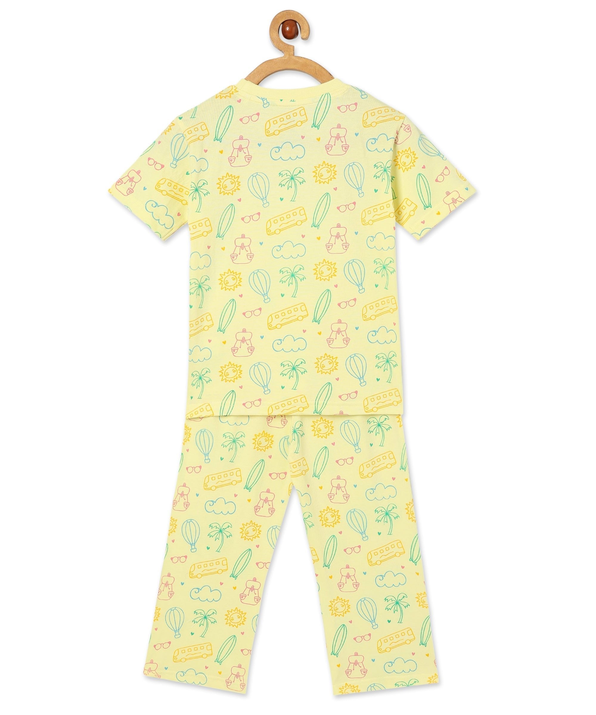 Yellow Route To Rest Travel Pajama Set For Kids