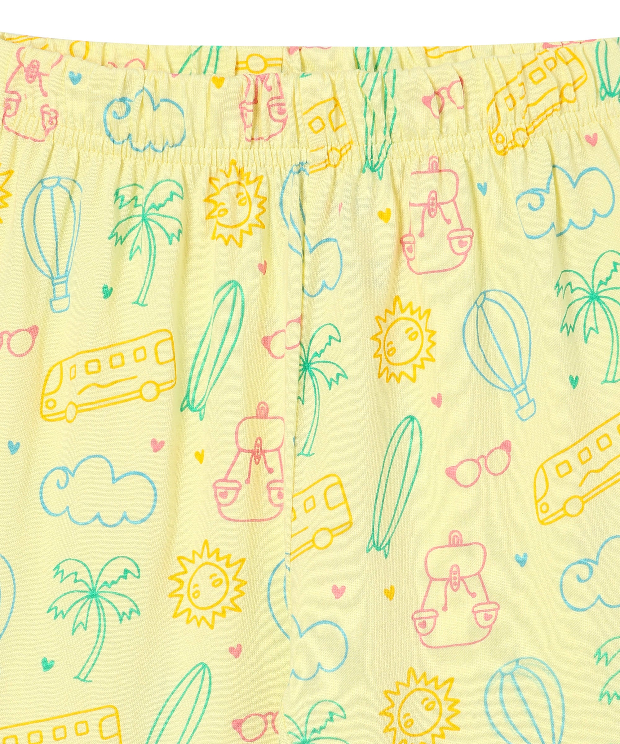 Yellow Route To Rest Travel Pajama Set For Kids