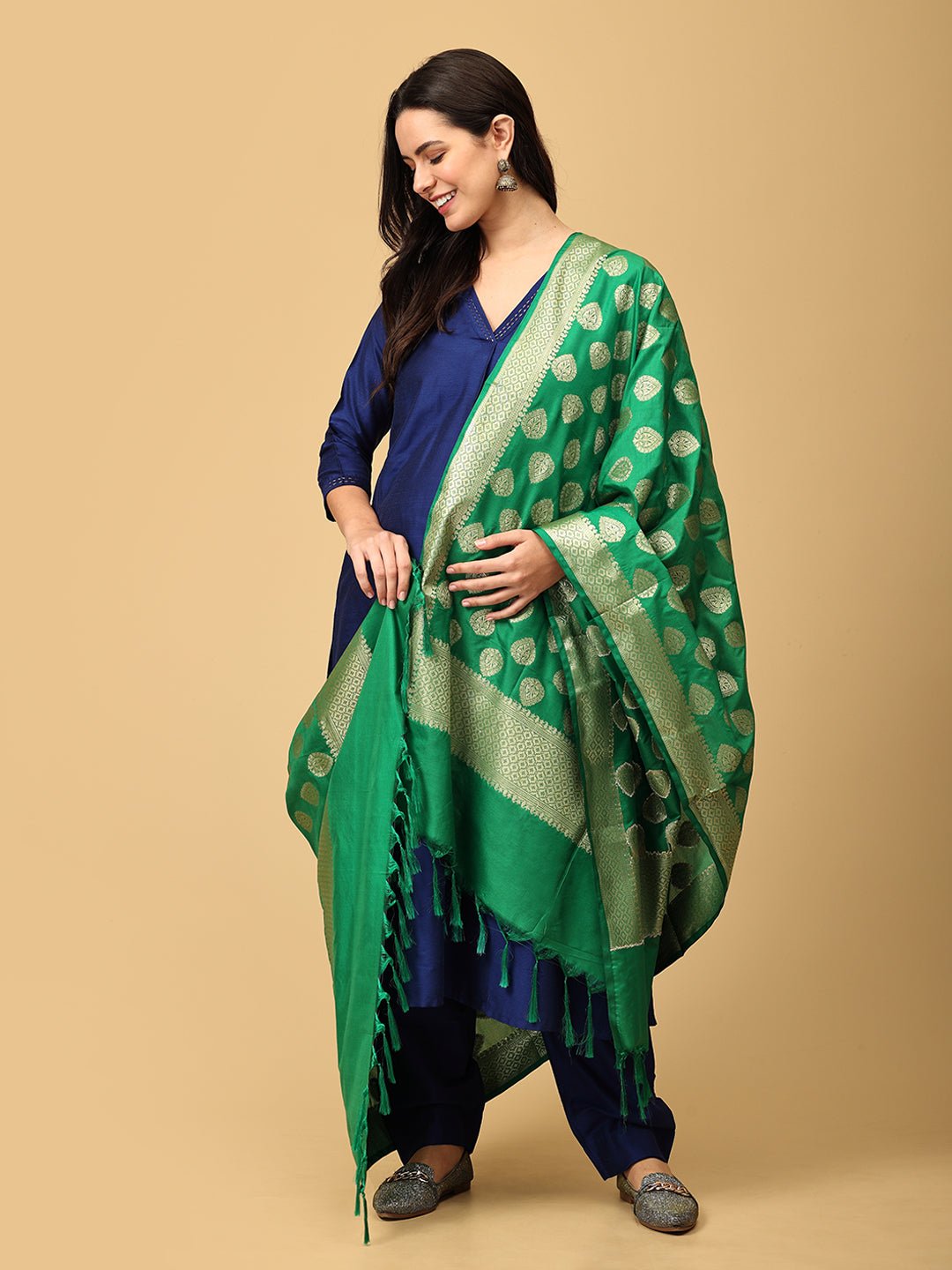  Royal Cosmic Embroidered Maternity and Nursing Silk Kurta Set Blue