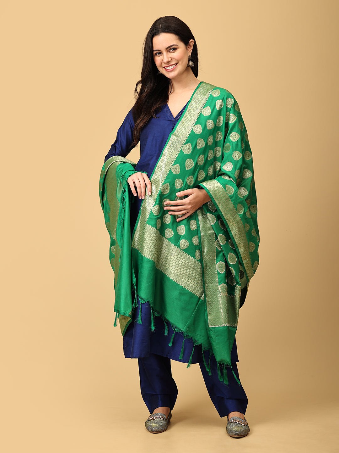  Royal Cosmic Embroidered Maternity and Nursing Silk Kurta Set Blue