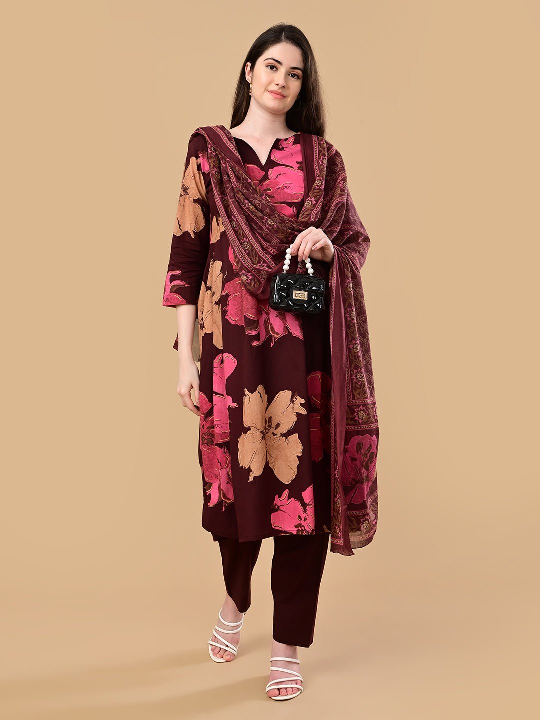  Royal Garnet Maternity and Nursing Kurta Set Maroon
