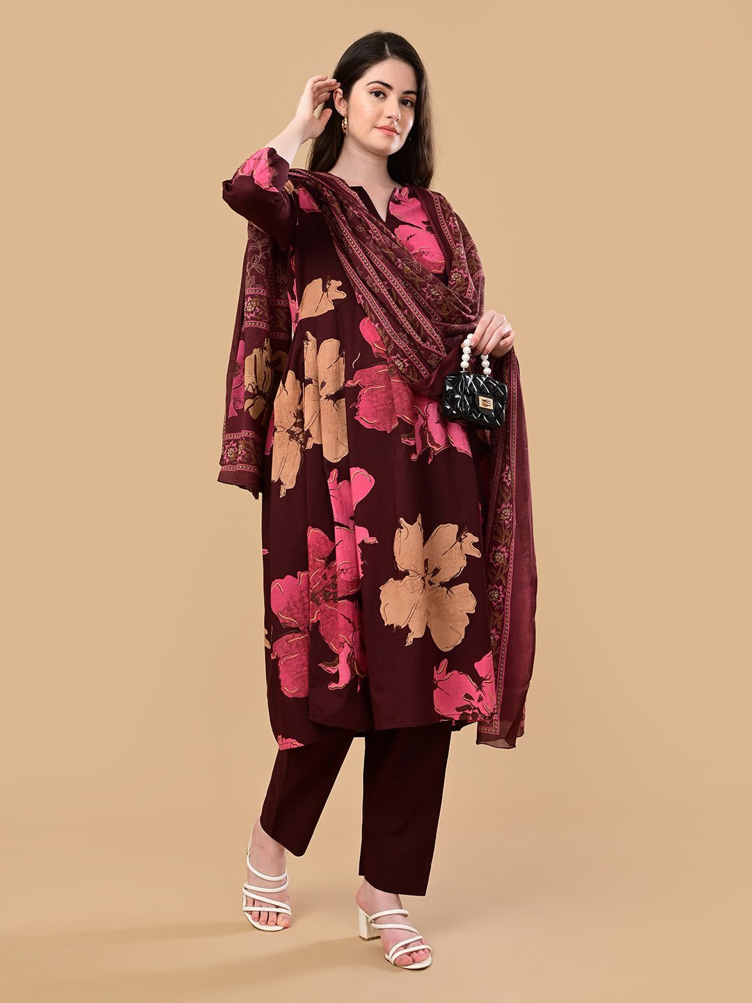  Royal Garnet Maternity and Nursing Kurta Set Maroon
