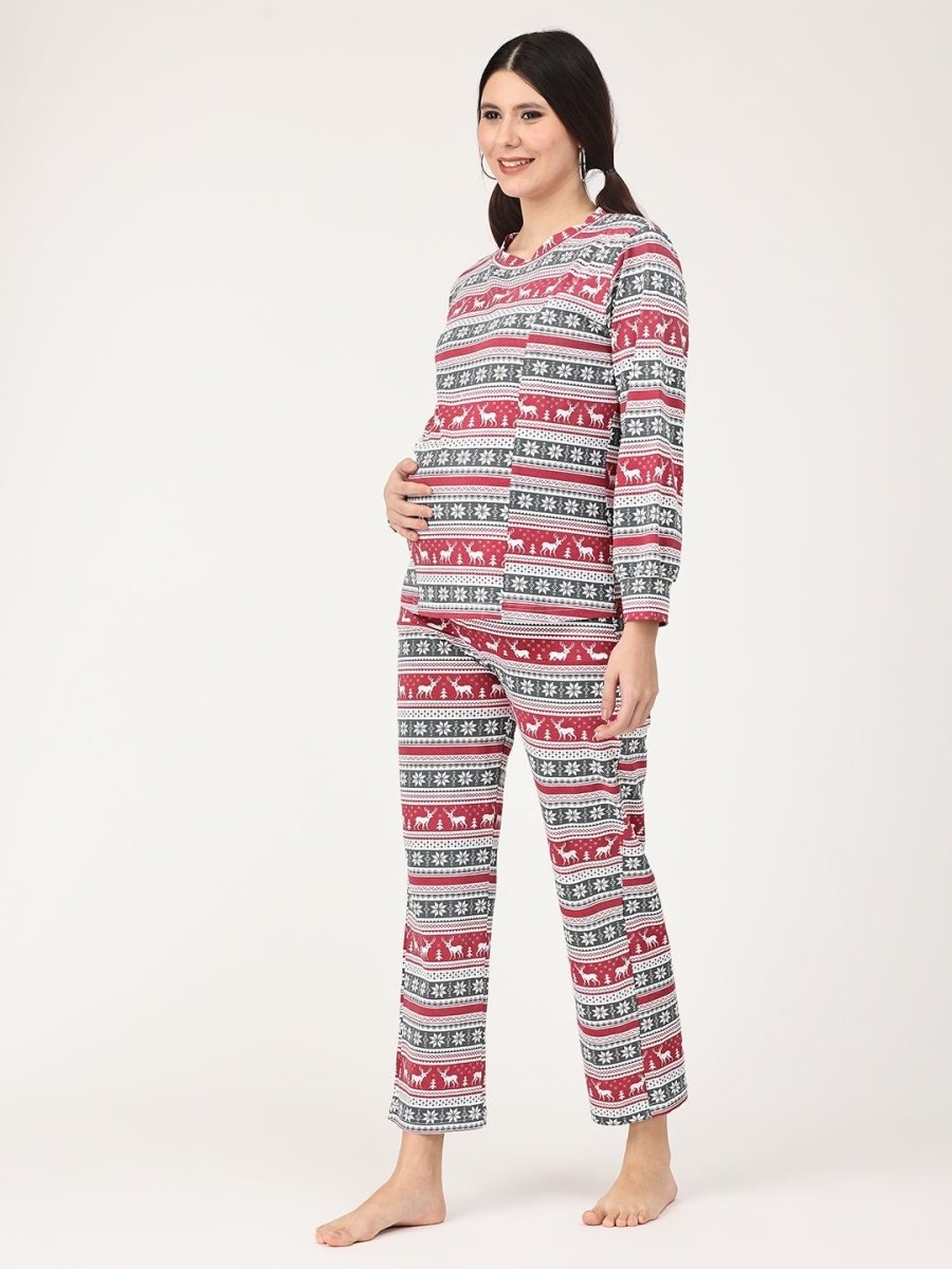  Rudolph Maternity and Nursing Sweatshirt Co Ord Set Purple
