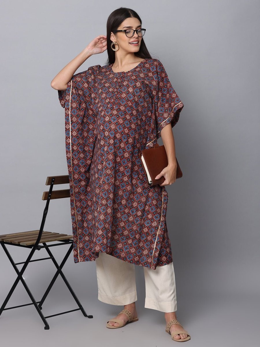  Rudra Maternity and Nursing Kaftan Kurta Set Yellow