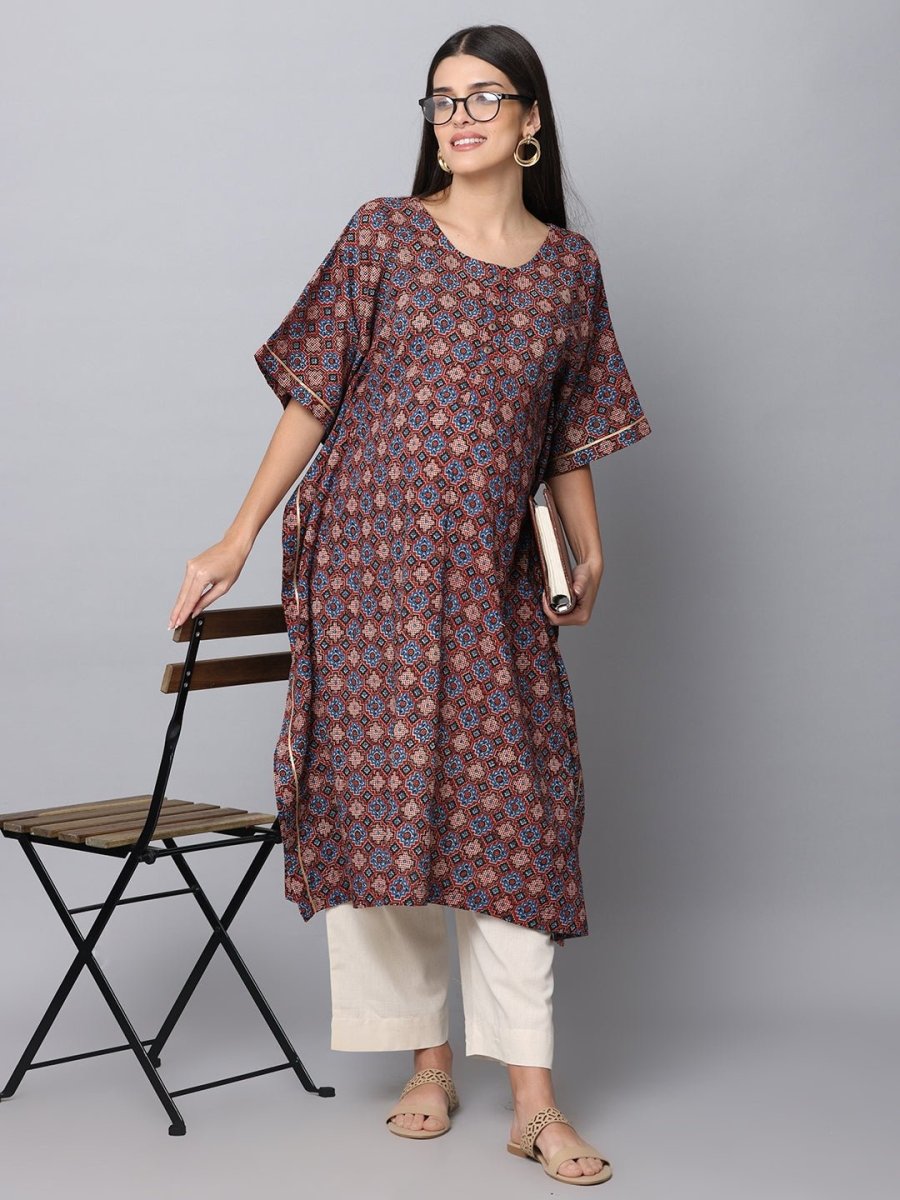  Rudra Maternity and Nursing Kaftan Kurta Set Yellow