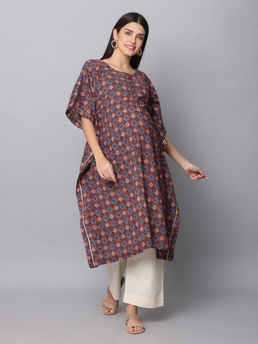  Rudra Maternity and Nursing Kaftan Kurta Set Yellow