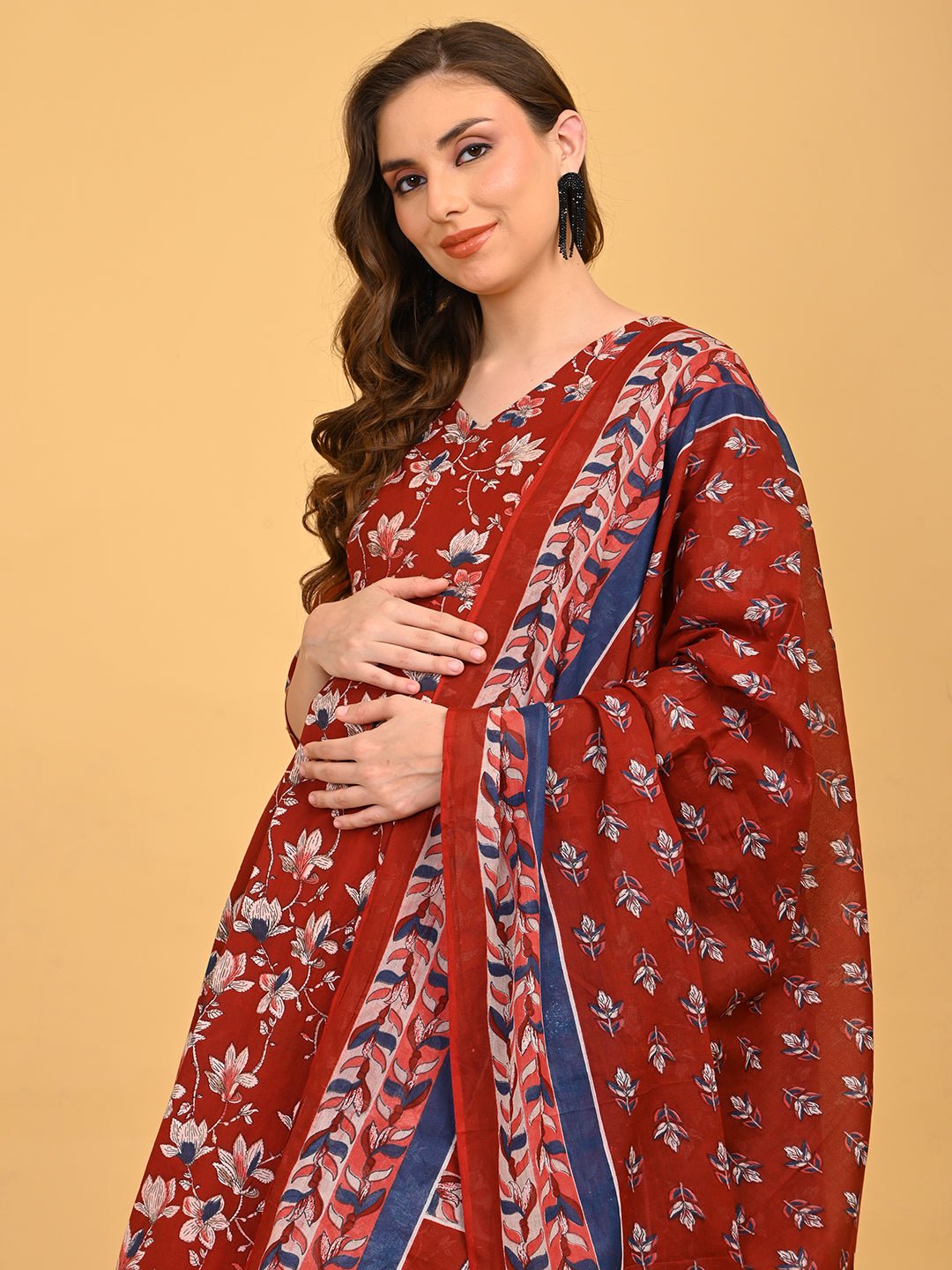  Ruhani Maternity and Nursing Kurta Set Maroon