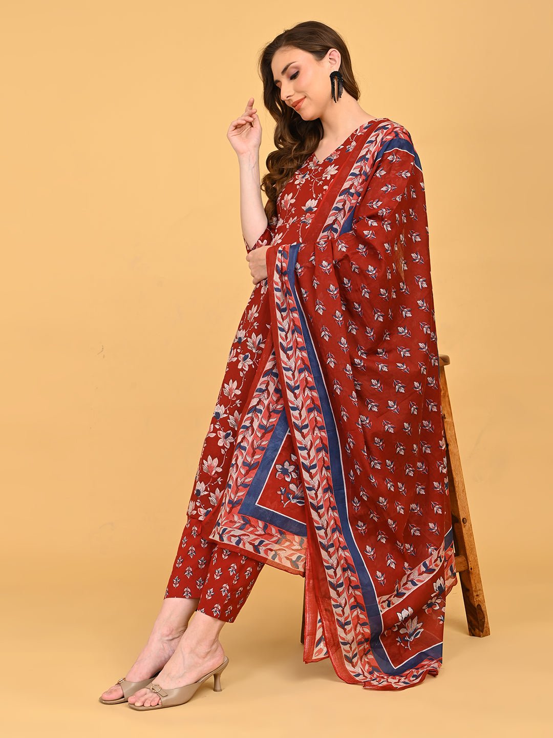  Ruhani Maternity and Nursing Kurta Set Maroon