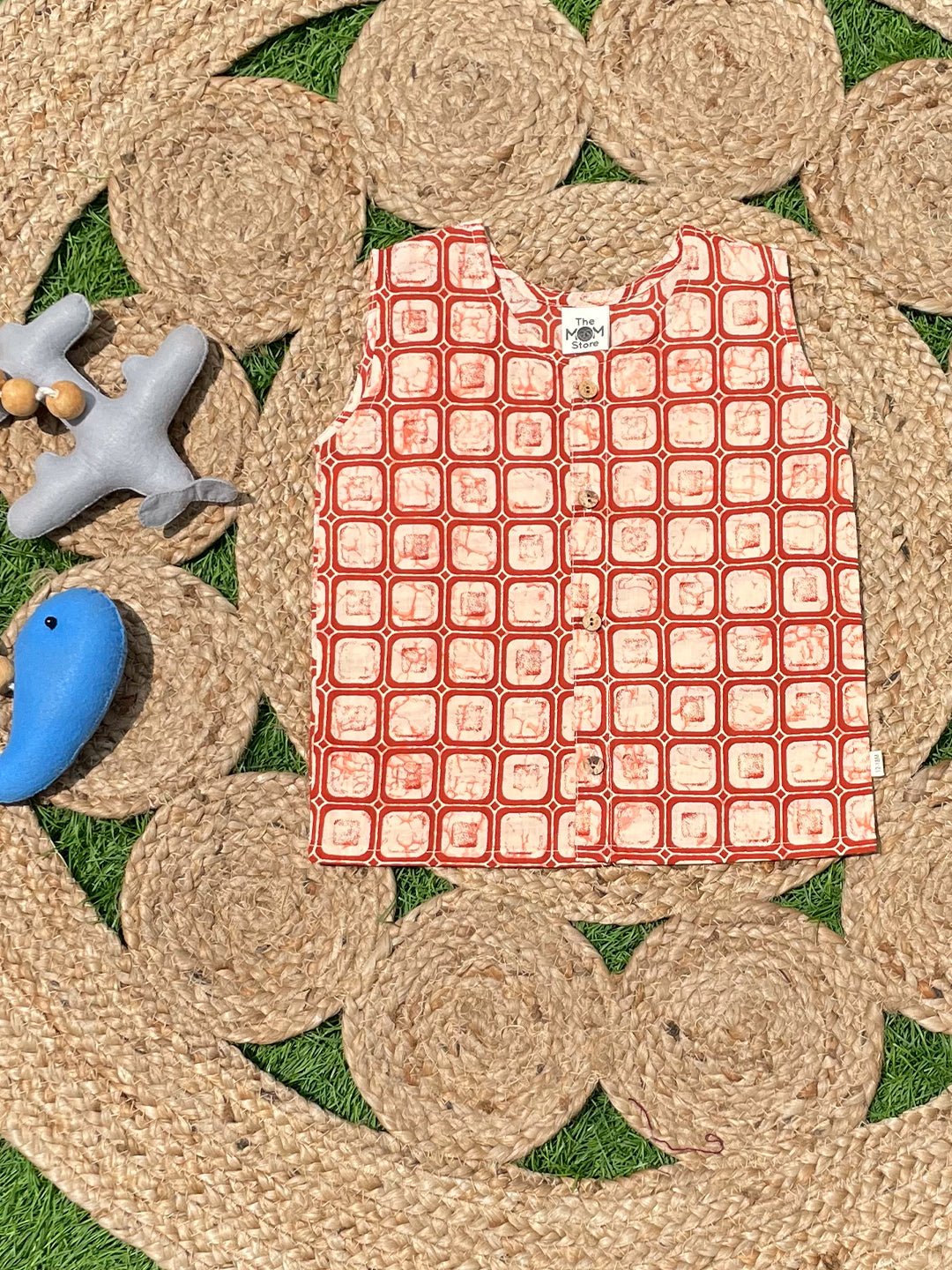  Rust Block And Indigo Printed Cotton Infant Jabla Pack Of 2