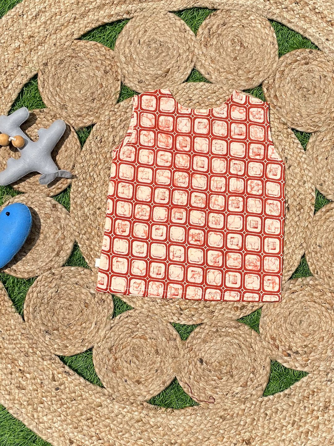  Rust Block And Indigo Printed Cotton Infant Jabla Pack Of 2
