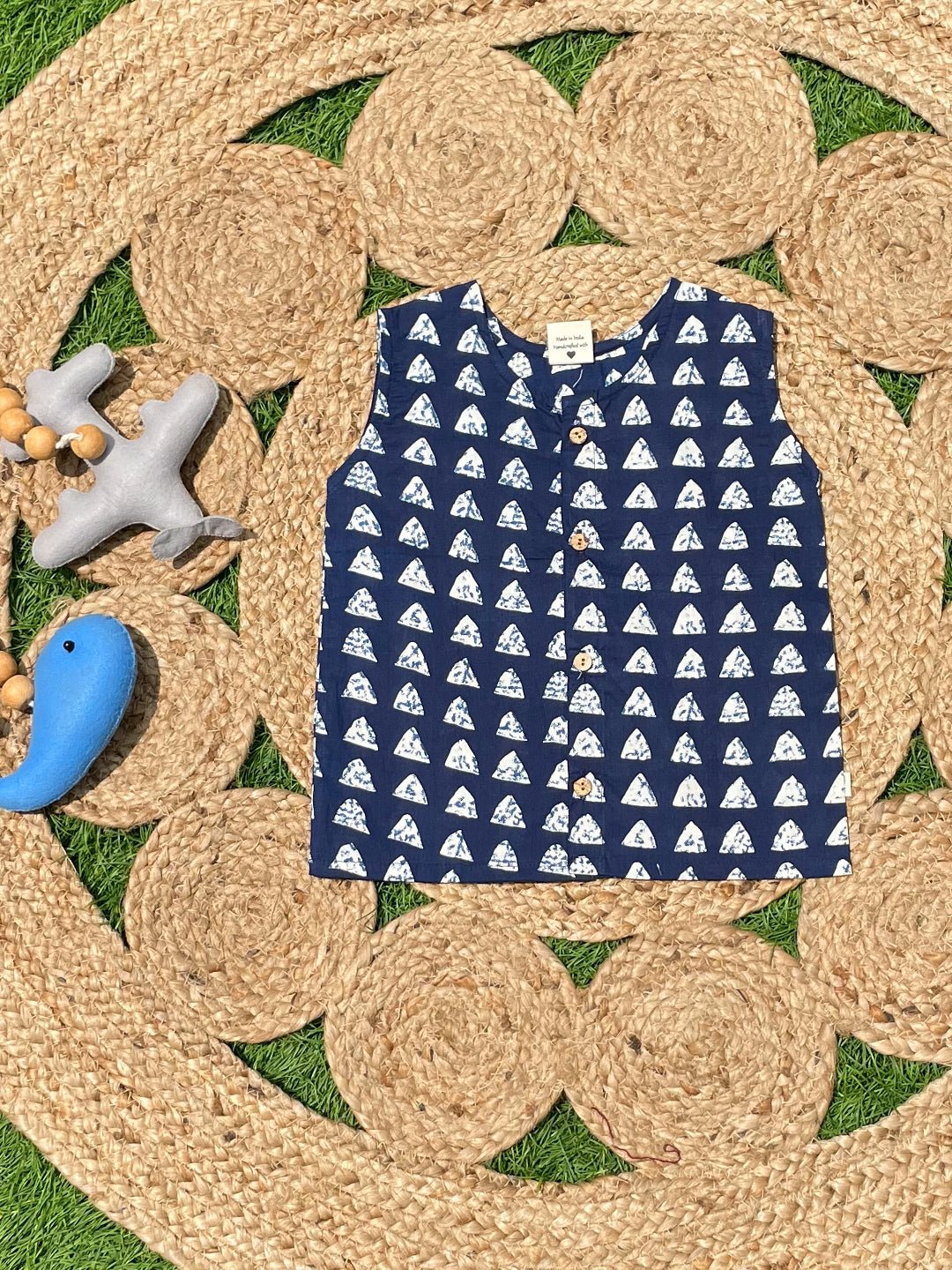  Rust Block And Indigo Printed Cotton Infant Jabla Pack Of 2