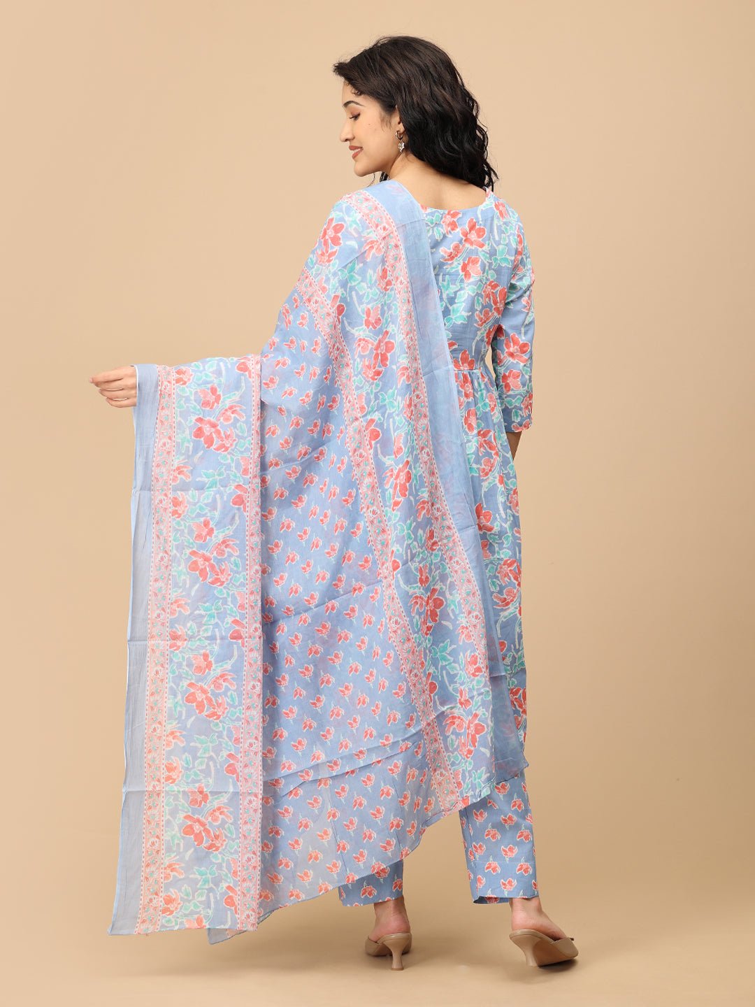  Saanjh Phool Maternity and Nursing Kurta Set Blue