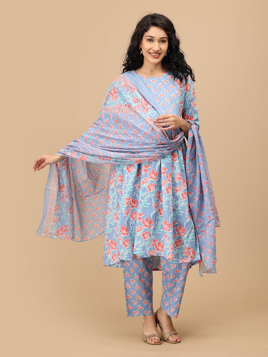  Saanjh Phool Maternity and Nursing Kurta Set Blue