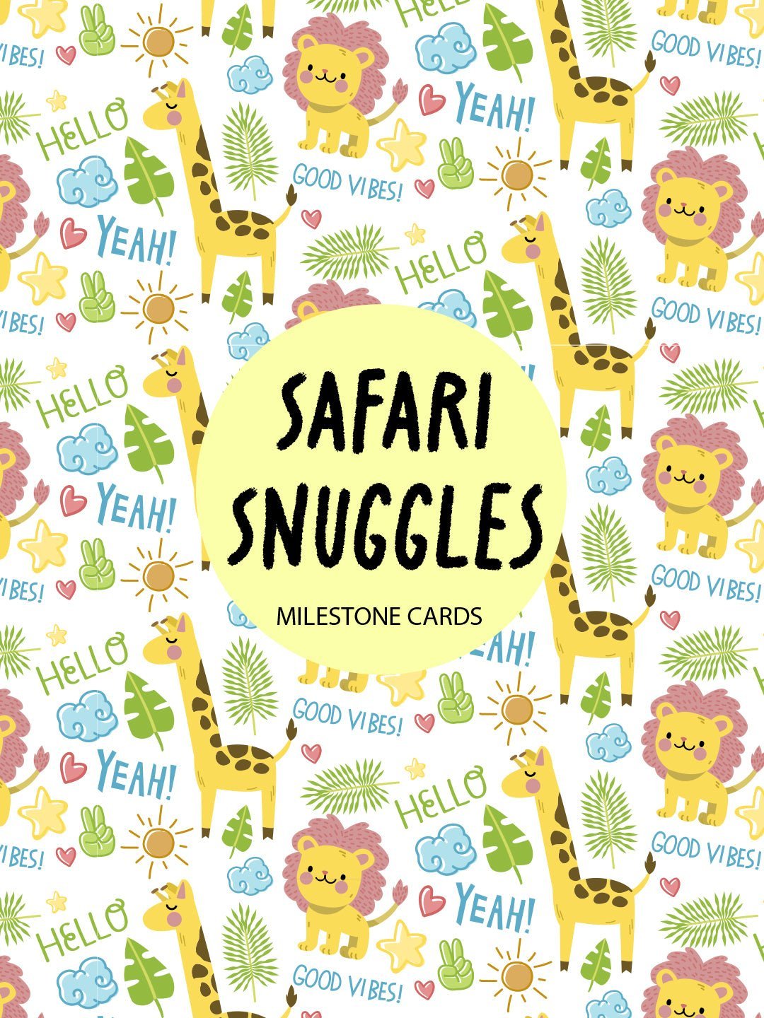 Sunset Safari 7 PCS Newborn Baby Gift Hamper Set With Milestone Cards