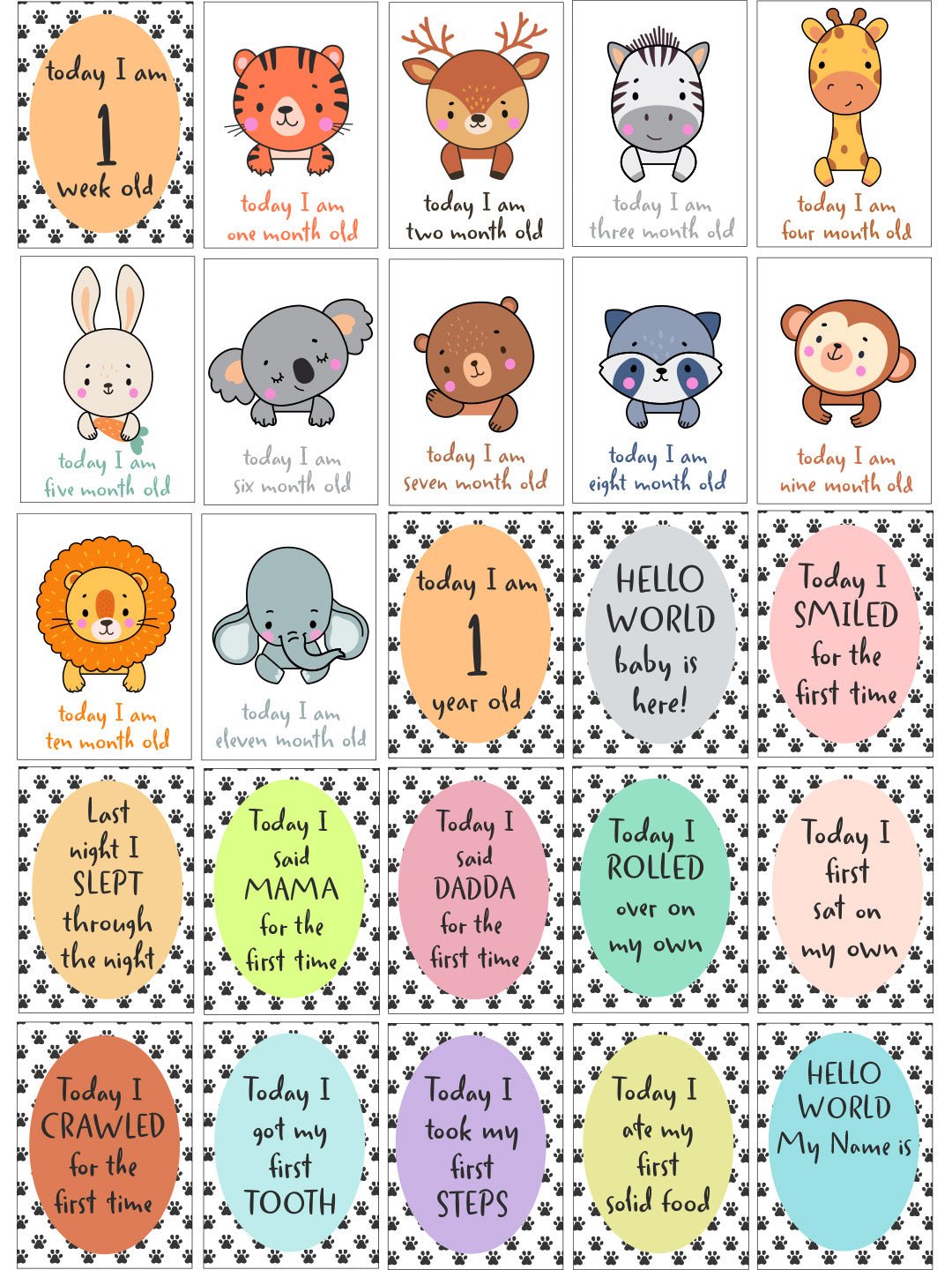 Sunset Safari 7 PCS Newborn Baby Gift Hamper Set With Milestone Cards