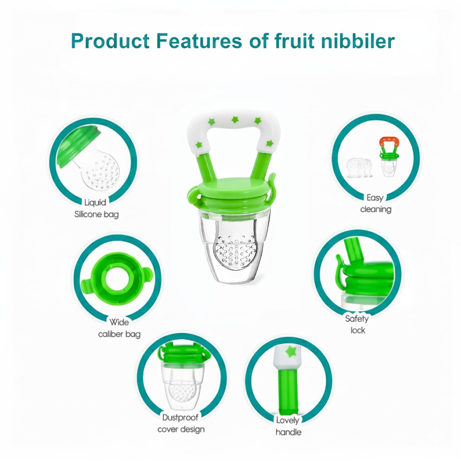 Safe-O-Kid Green 100% Pure Silicone Baby Fruit Nibbler For Infants