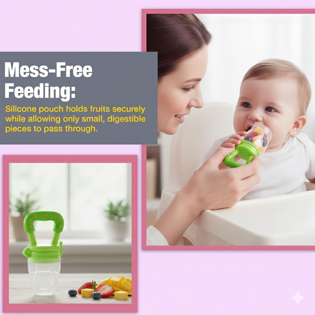 Safe-O-Kid Green 100% Pure Silicone Baby Fruit Nibbler For Infants