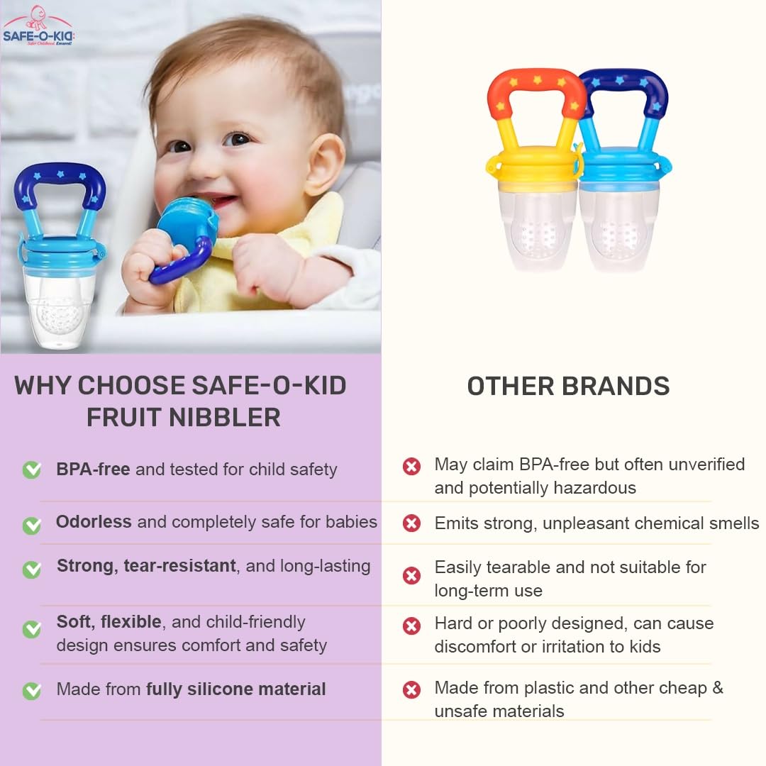 Safe-O-Kid Green 100% Pure Silicone Baby Fruit Nibbler For Infants