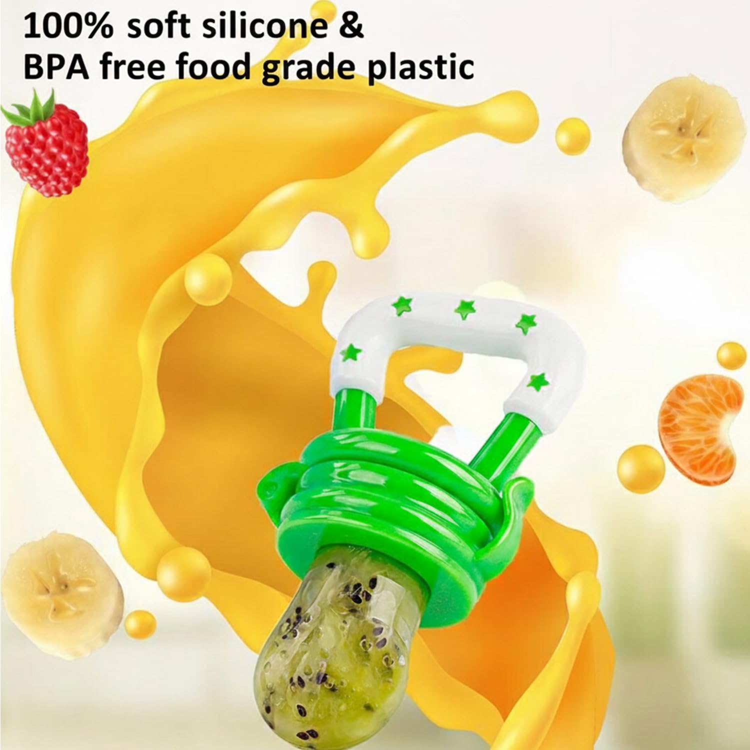 Safe-O-Kid Green 100% Pure Silicone Baby Fruit Nibbler For Infants