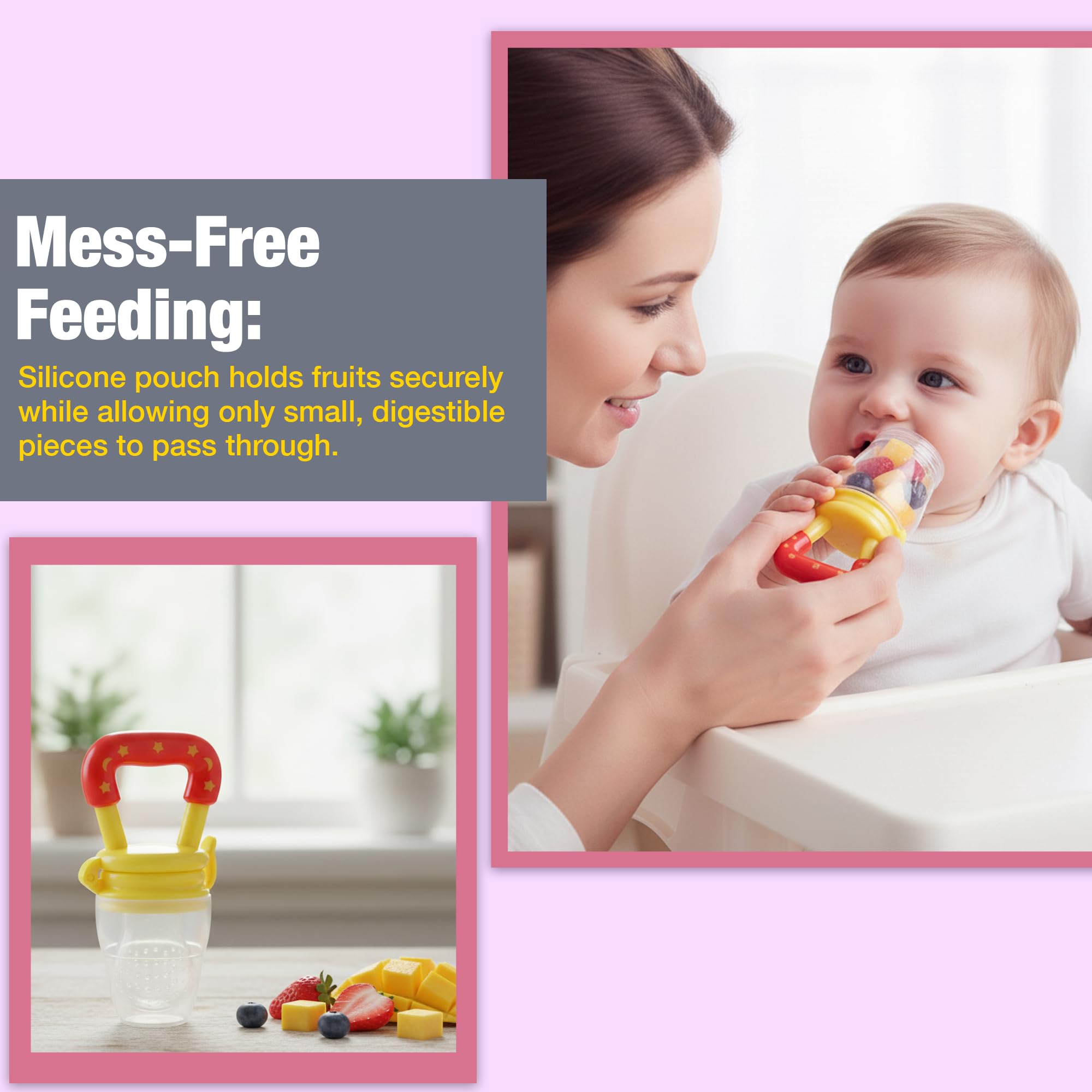 Safe-O-Kid Yellow BPA-Free Silicone Fruit Nibbler Teether For Babies