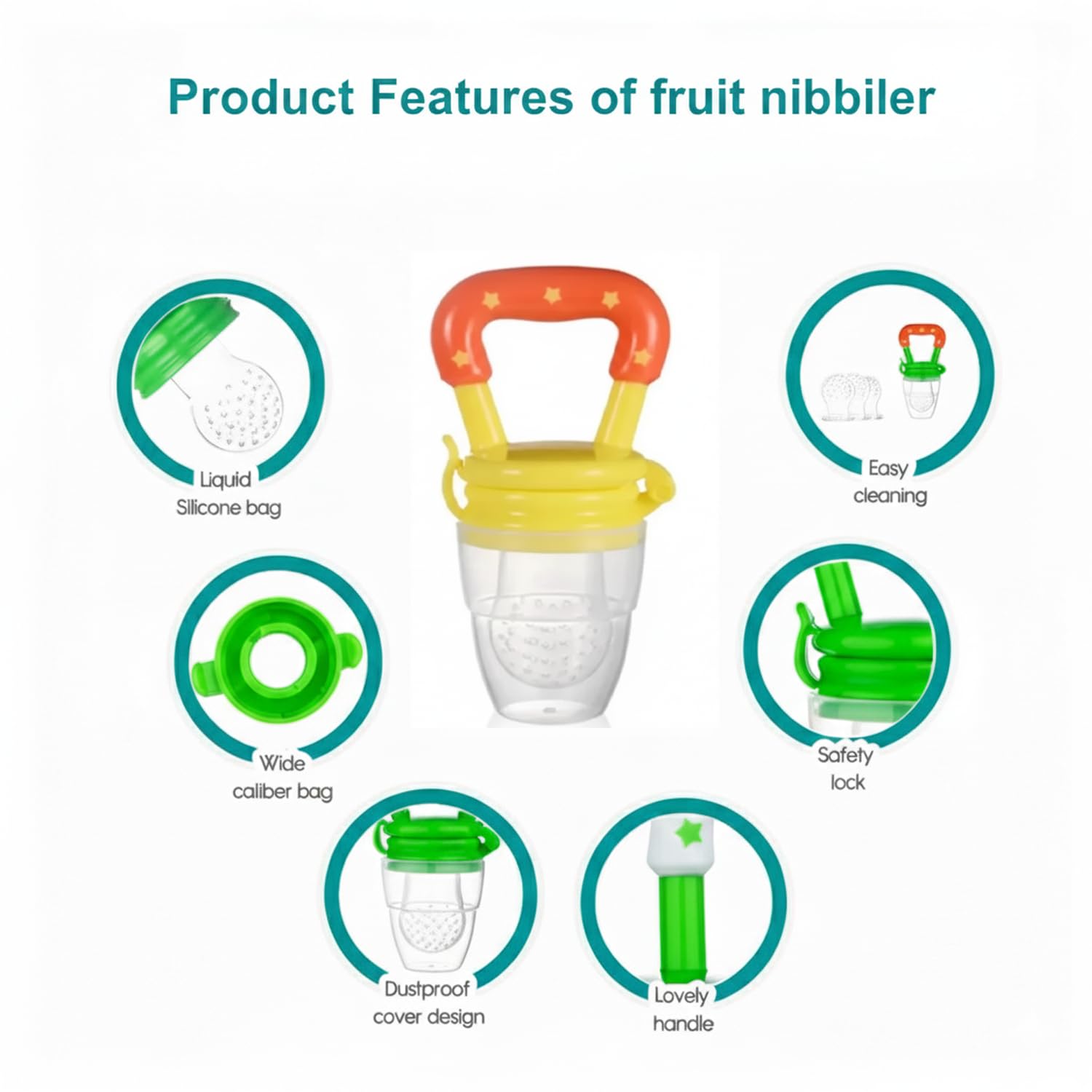 Safe-O-Kid Yellow BPA-Free Silicone Fruit Nibbler Teether For Babies