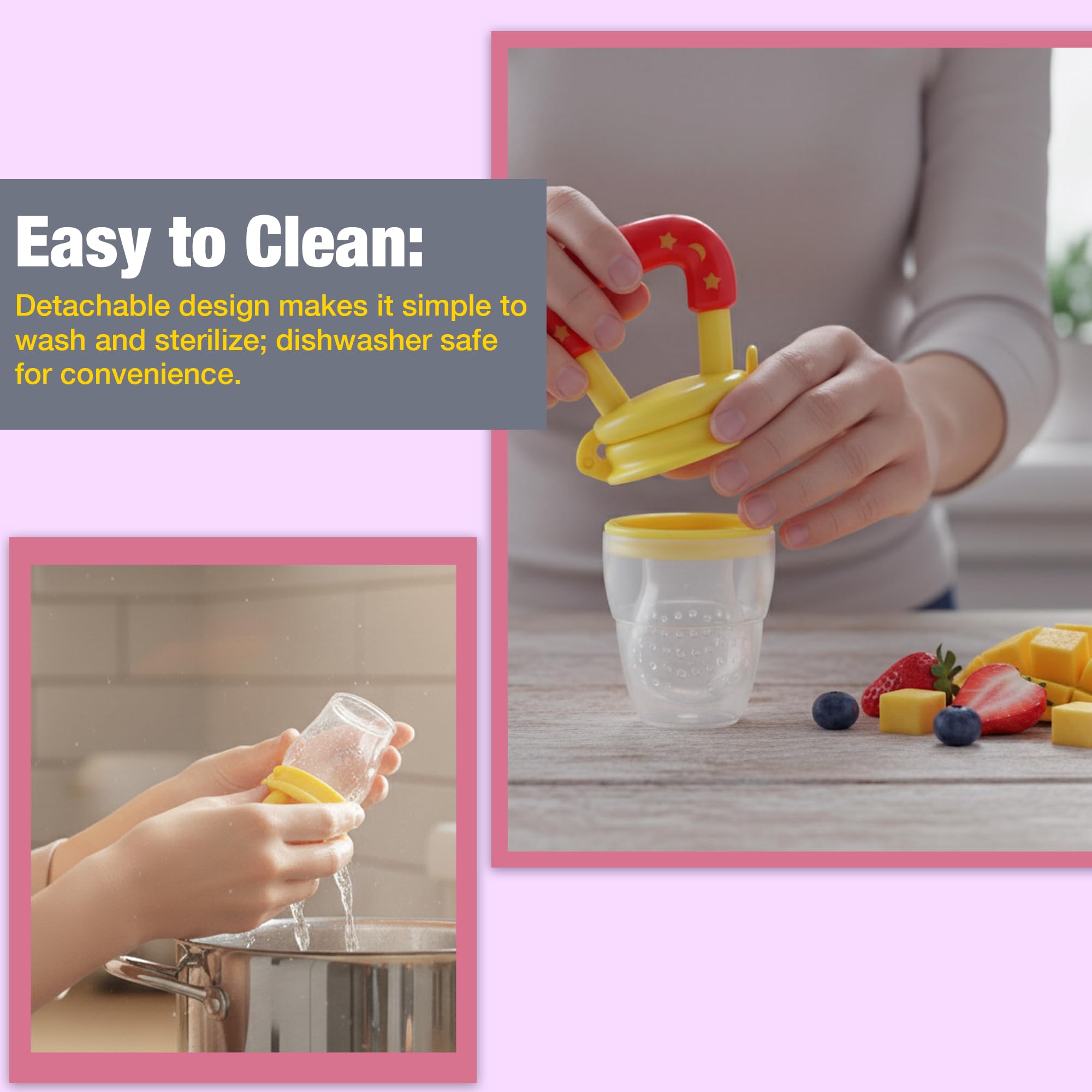 Safe-O-Kid Yellow BPA-Free Silicone Fruit Nibbler Teether For Babies