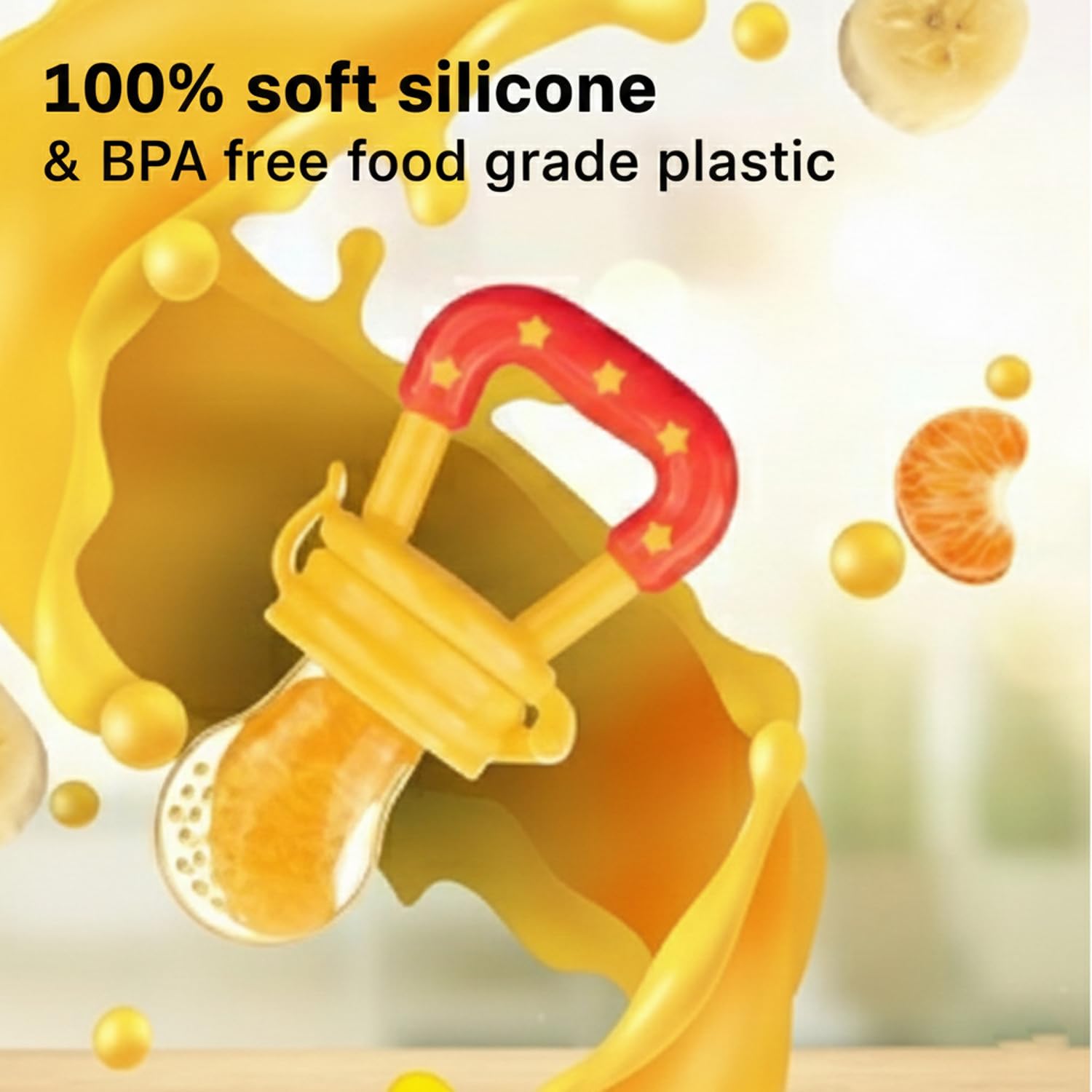 Safe-O-Kid Yellow BPA-Free Silicone Fruit Nibbler Teether For Babies
