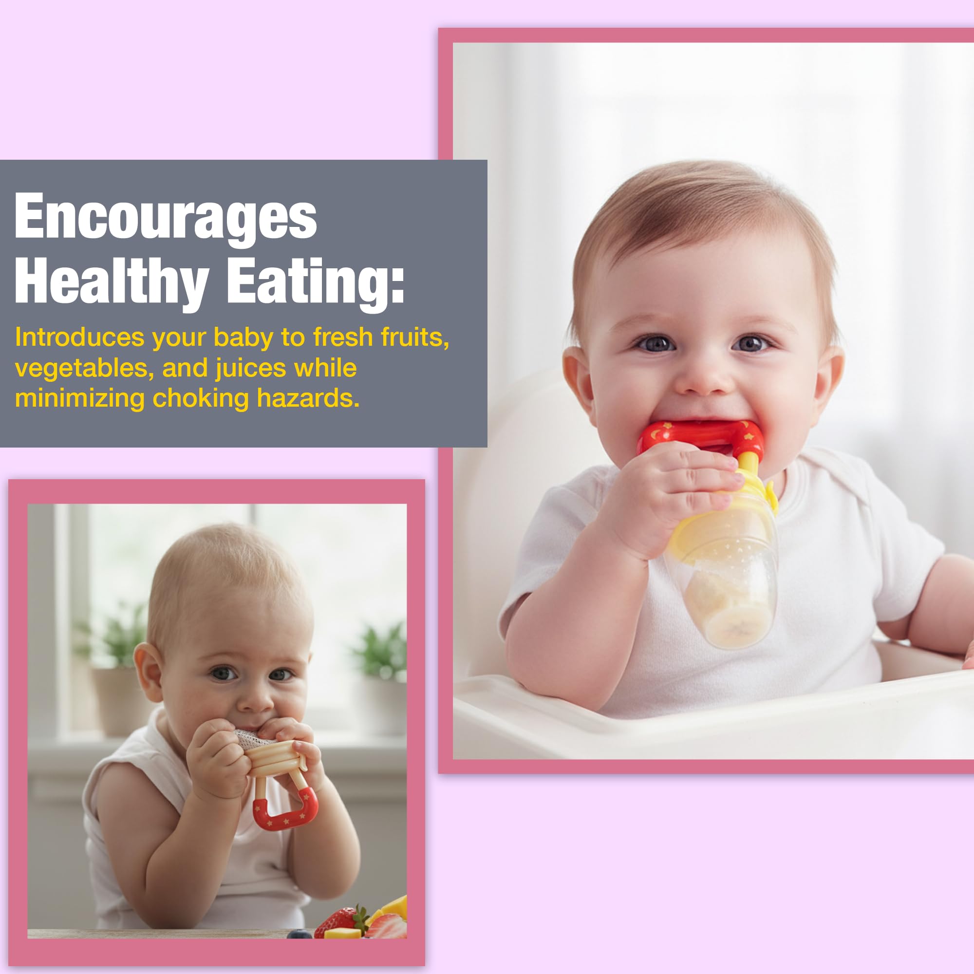 Safe-O-Kid Yellow BPA-Free Silicone Fruit Nibbler Teether For Babies