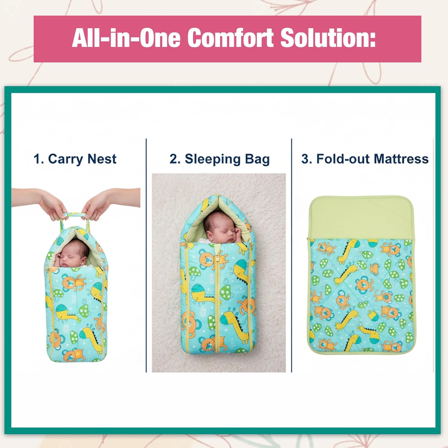 Green Cotton Portable Carry Nest For Babies