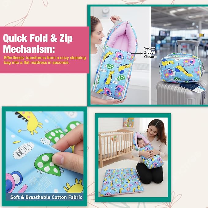 Pink Cotton Multi-Utility Sleeping And Carry Nest For Babies